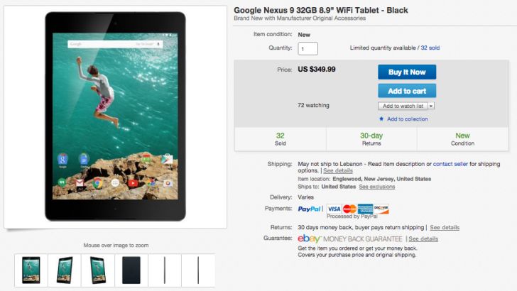 Fotografía - [Alerta Trato] Agarra una nueva Nexus 9 32GB por $ 350 en Ebay (27% de descuento de su precio original)